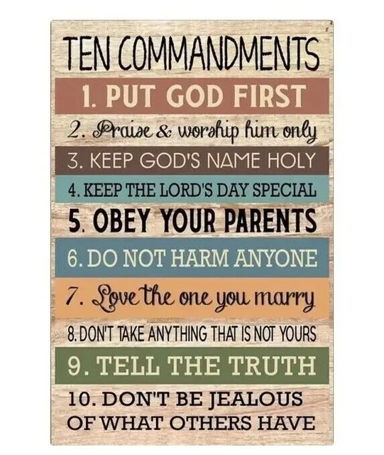 Kna Prints - Inspirational Ten Commandments Bible Verse Wall Art, Jesus ...