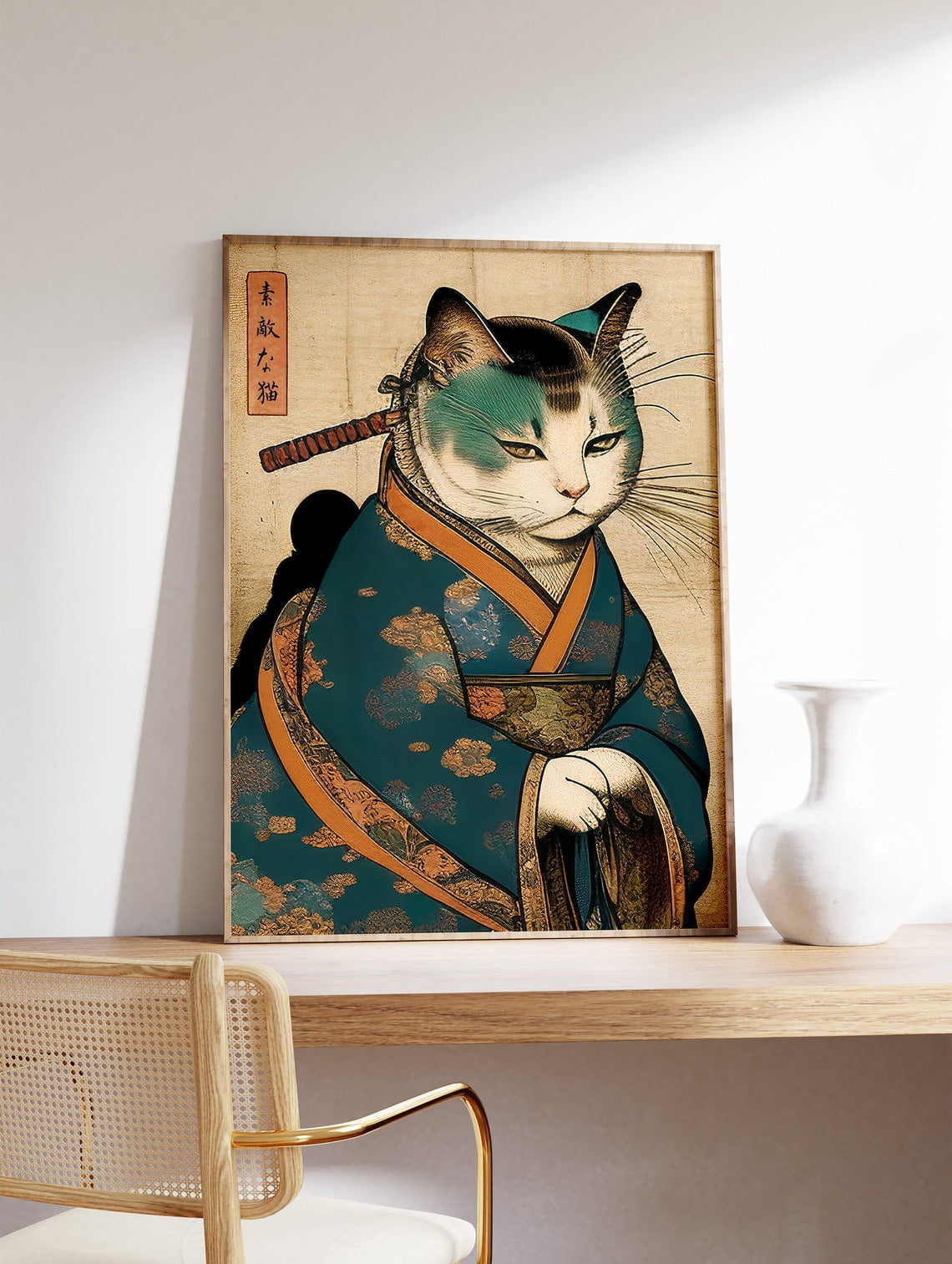 Kna Prints - Japanese Cat , Vintage Japanese Cat Art Print, Cute Cat ...