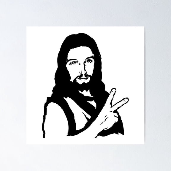 Kna Prints - Jesus Peace Sign Symbol Poster Wall Art Print For Home Decor, Living Room, Bedroom, Office, UNFRAMED-8x12