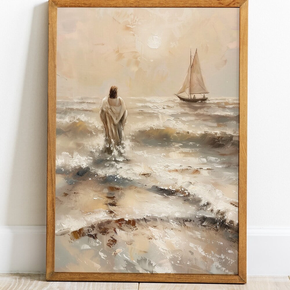 Kna Prints - Jesus Walking On Water Art Printable, Oil Wall Art, Jesus ...