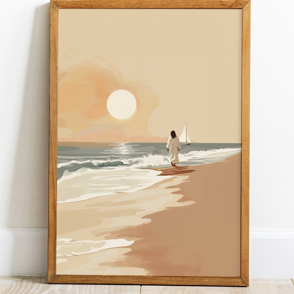 Kna Prints - Jesus Walks On Water Modern Christian Wall Art, Jesus Art ...