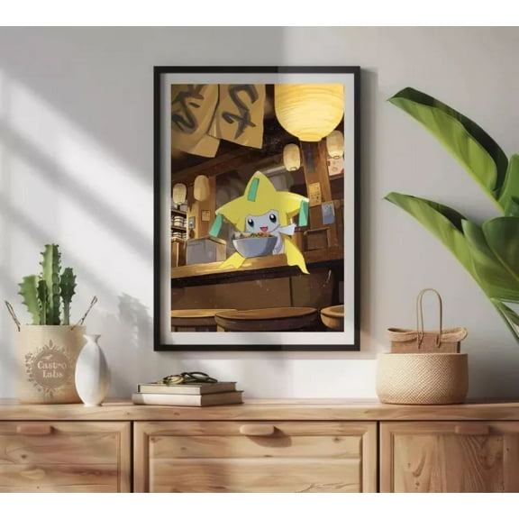 Kna Prints - Jirachi Ramen Series Poster - Japanese-Inspired Pokemon Anime Art - Kir 8476, UNFRAMED-8x12