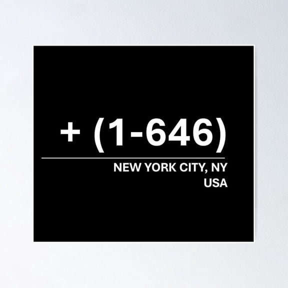 Kna Prints - Kir 2715 - New York City Area Code 646 Contact Graphic (White) Poster, UNFRAMED-8x12
