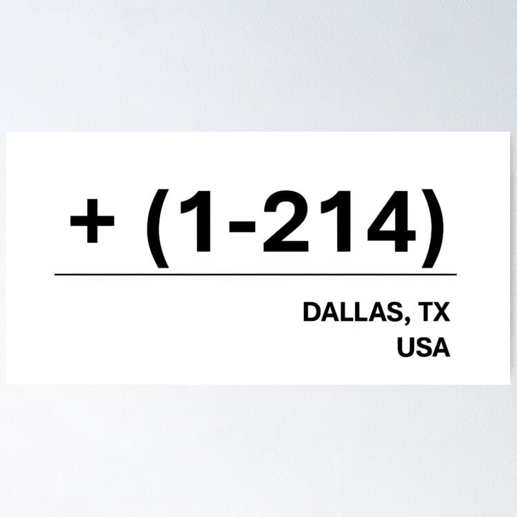 Kna Prints - Kir 2735 - Area Code For Dallas (1-214) Poster, UNFRAMED ...