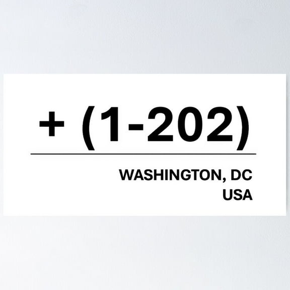 Kna Prints - Kir 2747 - Area Code For Washington (1-202) Poster, UNFRAMED-16x24