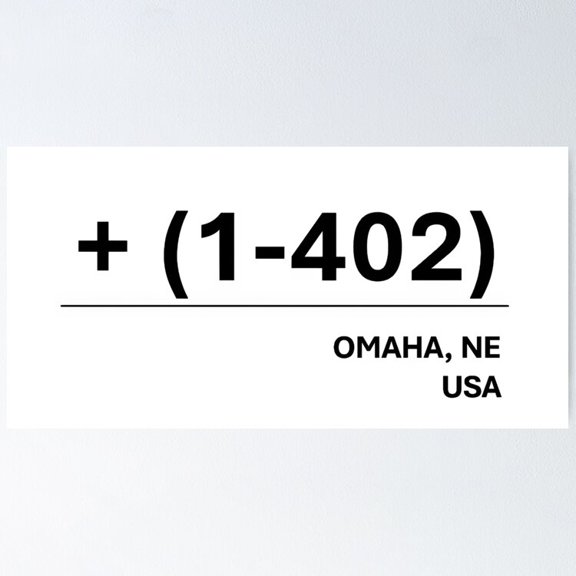 Kna Prints - Kir 2764 - Area Code For Omaha 1-402 Poster, UNFRAMED-8x12