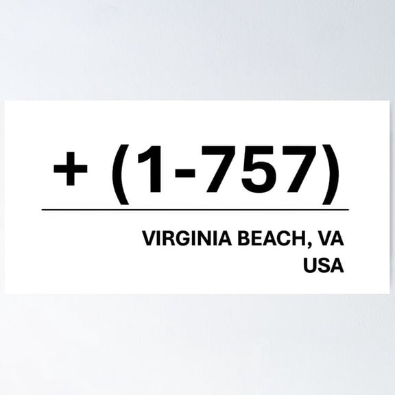 Kna Prints - Kir 2768 - Area Code For Virginia Beach 1-757 Poster, UNFRAMED-24x36