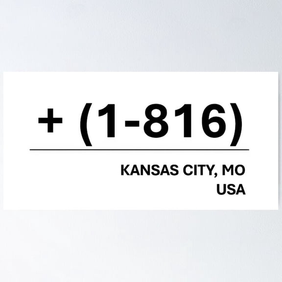 Kna Prints - Kir 2776 - Area Code For Kansas City (1-816) Poster, UNFRAMED-24x36