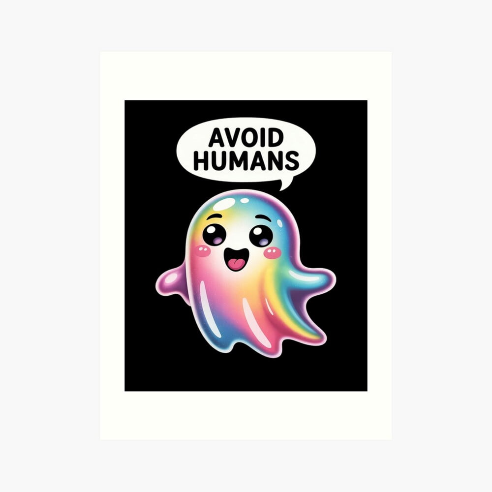 Kna Prints - Kir 3068 - Avoid Humans Cute Kawaii Pastel Ghost Funny ...