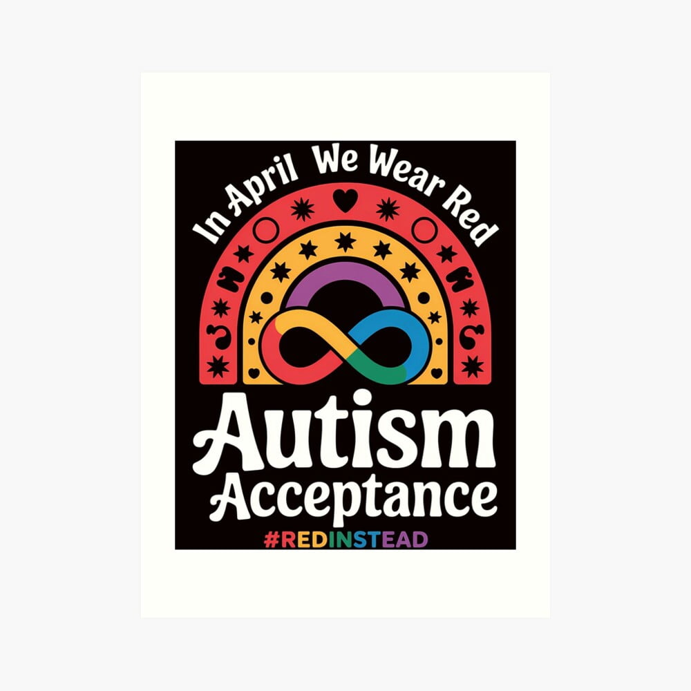 Kna Prints - Kir 3147 - In April We Wear Red Rainbow Autism Red Instead ...