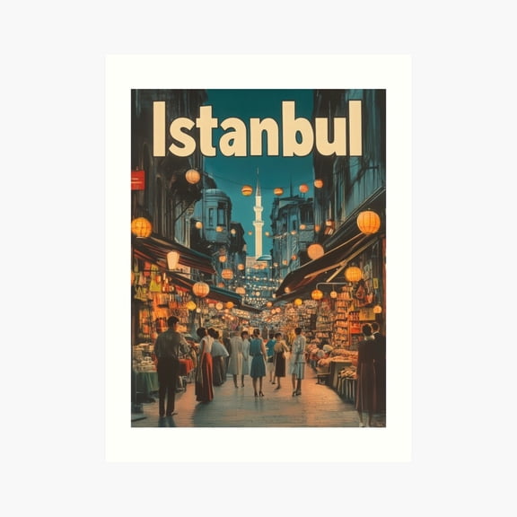 Kna Prints - Kir 4289 - Stroll Through Vibrant Bazaars Illuminated By Lanterns While Towering Mosques Create A Stunning Backdrop, Capturing The Essence Of Istanbuls Poster, UNFRAMED-16x24