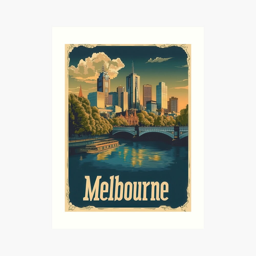 Kna Prints - Kir 4820 - This Travel Poster Captures Melbournes Vibrant ...