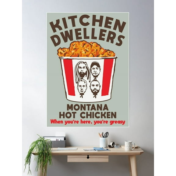Kna Prints - Kitchen Dwellers Hot Chicken Poster, UNFRAMED-24x36