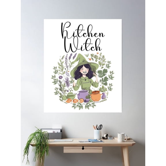 Kna Prints - Kitchen Witch Design For Home Decor, Living Room, Bedroom, Office, UNFRAMED-8x12