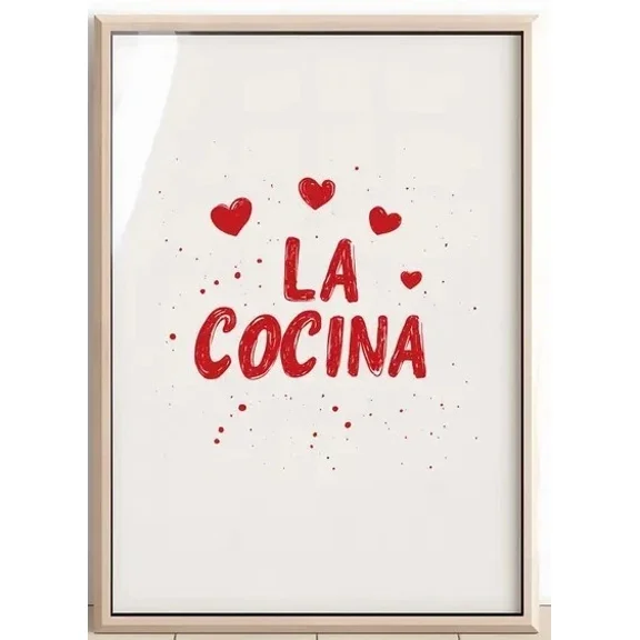 Kna Prints - La Cocina Print | Aesthetic Spanish Kitchen Decor | Minimalist Heart Wall Art | For Home Decor, Living Room, Bedroom, Office, UNFRAMED-8x12