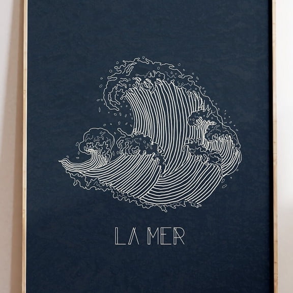 Kna Prints - La Mer Print Vintage Ocean Poster Coastal Home Decor Minimalist Beach House Print French Quote Wall Art Sea Poster Unframed Poster, UNFRAMED-24x36