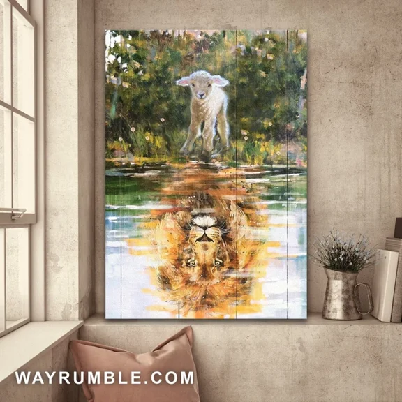 Kna Prints - Lamb, Lion Of Judah, Shadow - Jesus Portrait Prints, Wall Art_4302 For Home Decor, Living Room, Bedroom, Office, UNFRAMED-24x36