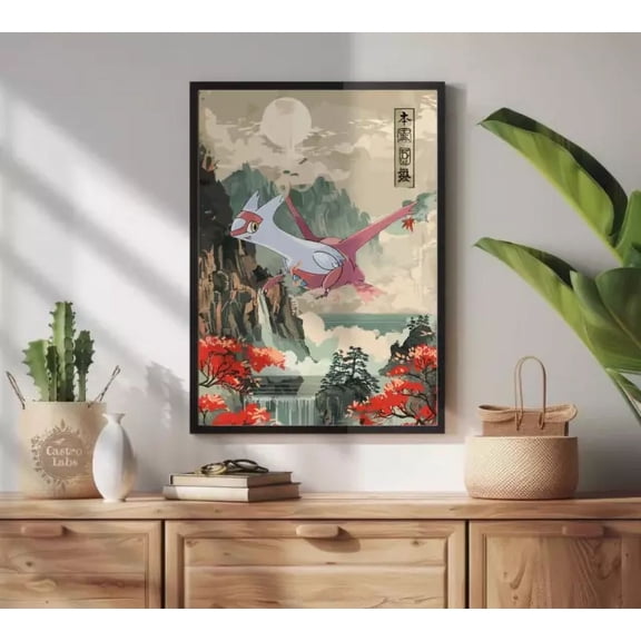 Kna Prints - Latias: Japanese Style Pokemon Anime Poster - Printable Fineart - Kir 8357, UNFRAMED-8x12