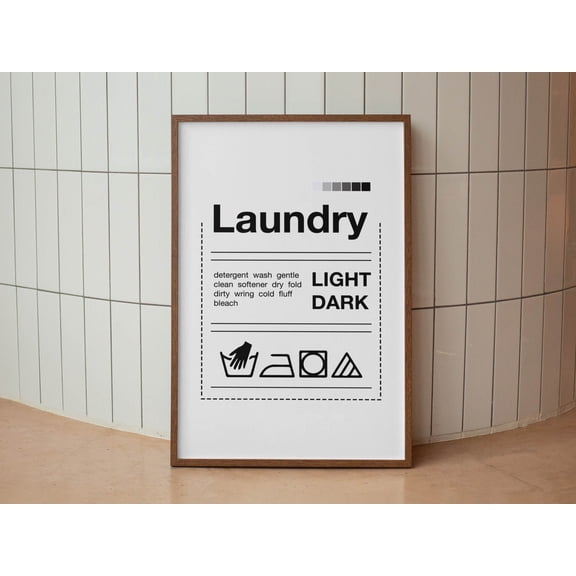 Kna Prints - Laundry Guide Print Wash Room Art Laundry Wall Art Decor Black + White Utility Room Poster Laundry Room Wall Hang For Home Refresh, UNFRAMED-8x12