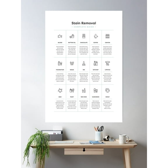 Kna Prints - Laundry Room Complete Stain Removal Guide Poster , UNFRAMED-12x18