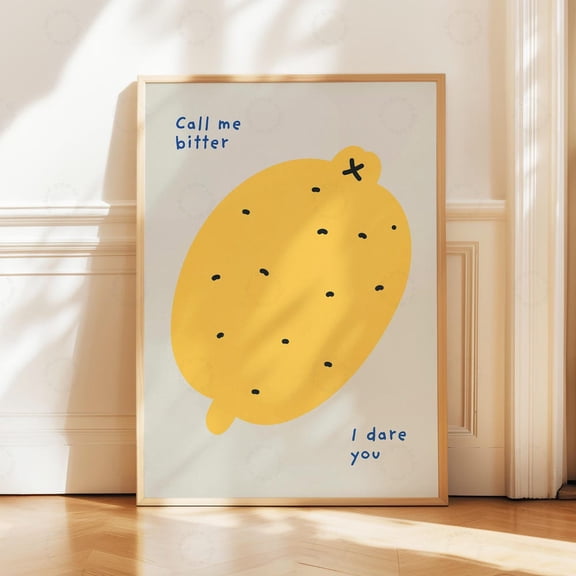 Kna Prints - Lemon Print, Mid Century Modern, Kitchen Food Print, Kitchen Decor, Kitchen Gift, Foodie Gift, Italian Kitchen Art, Quirky Art Print Vintage Unframed Poster, UNFRAMED-8x12