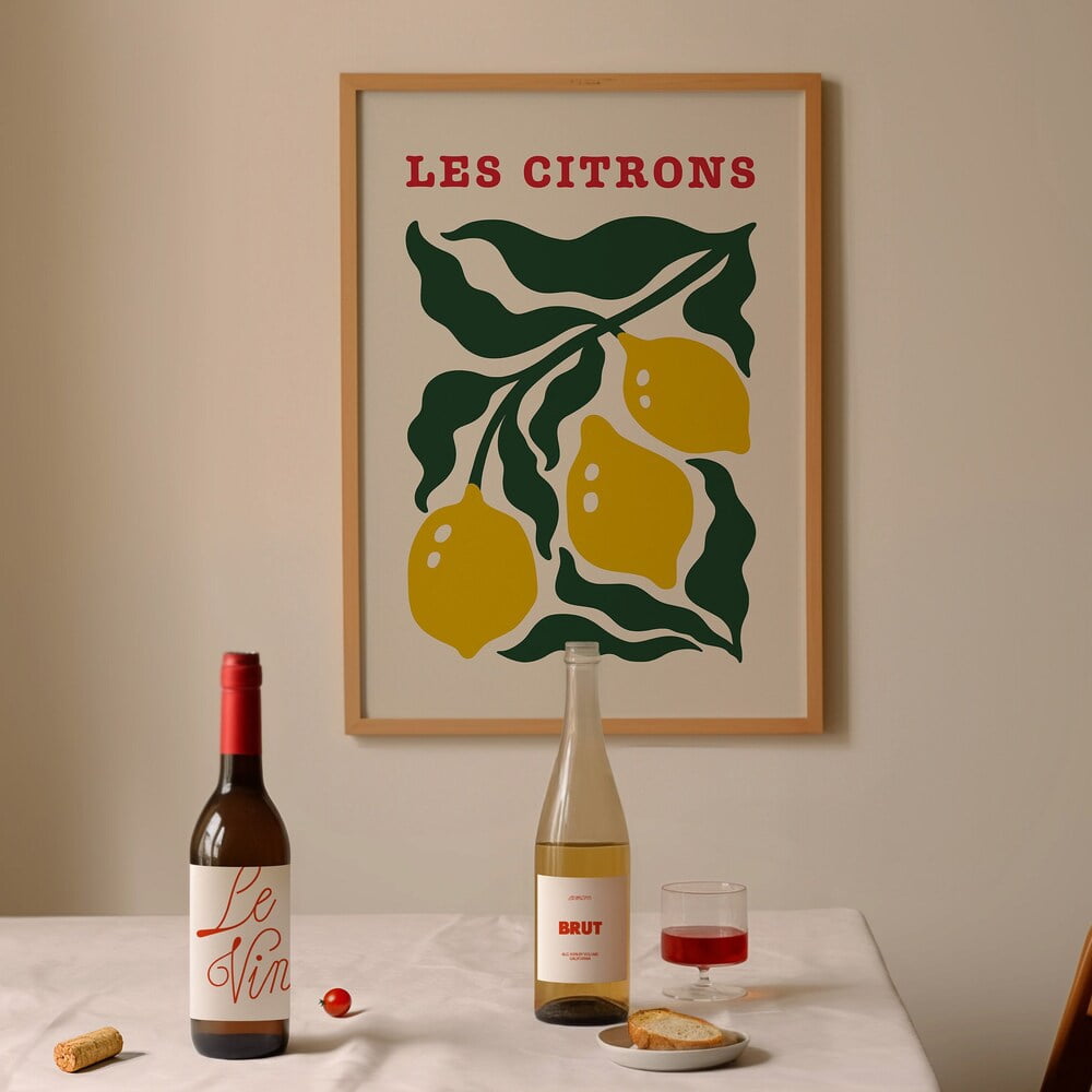 Kna Prints - Les Citrons Print Fruit Market Wall Art Trendy Kitchen ...