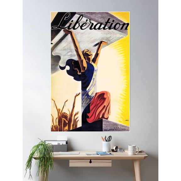 Kna Prints - Liberation France Wwii Vintage War Propaganda Poster , UNFRAMED-12x18
