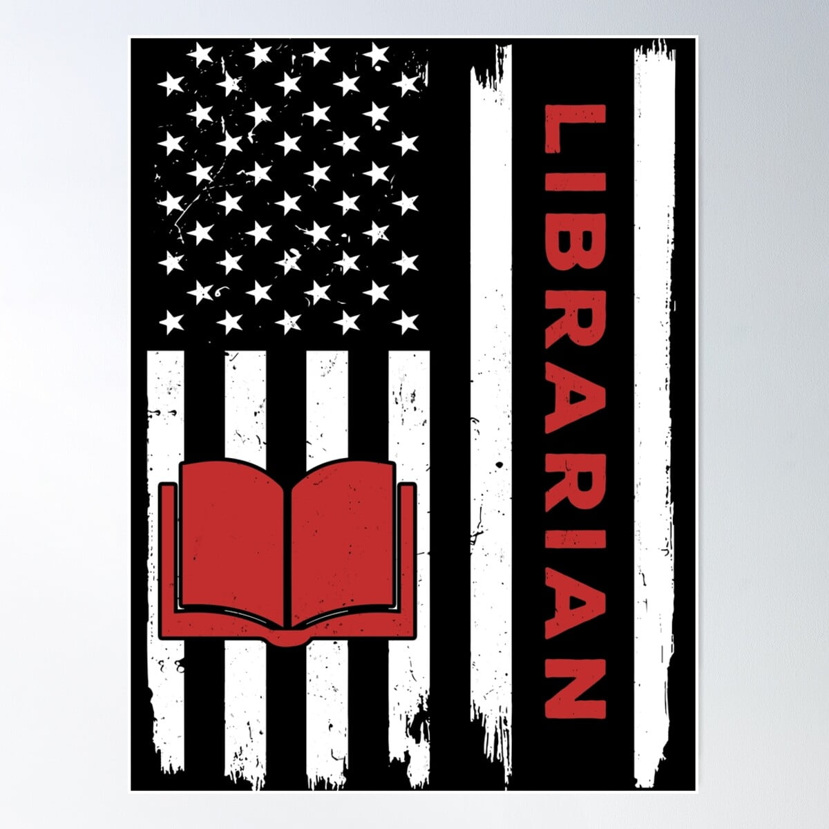 Kna Prints - Librarian Usa Flag Red For Home Decor, Living Room ...