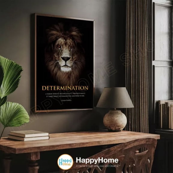 Kna Prints - Lion Wall Art Determination Definition Motivational Inspirational Poster Poster - Kir 673, UNFRAMED-16x24