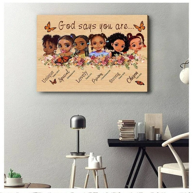 Kna Prints - Little Black Girls God Says You Are Unique Special Poster ...