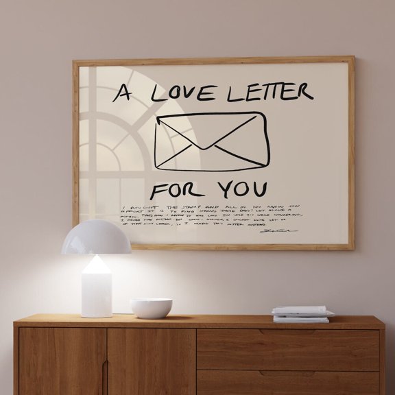 Kna Prints - A Love Letter For You Horizontal Print, Mid Century Print, Aesthetic Wall Art,, Bauhaus Print, Typography Print, Narrow Print, Black Unframed Poster, UNFRAMED-12x18