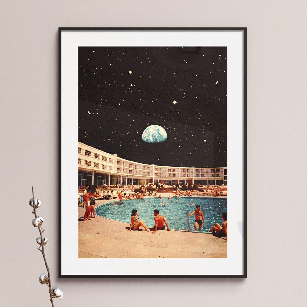 Kna Prints - Lunar Pool 2, Wall Art, Cosmic Art, Retro Futuristic Art ...
