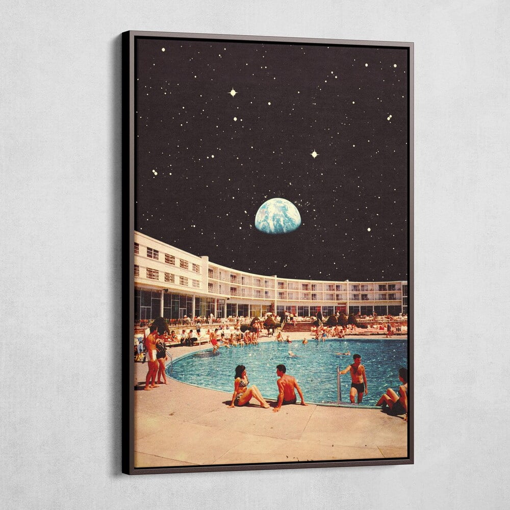 Kna Prints - Lunar Pool Poster, Retro Futurism, Surreal Space Collage ...