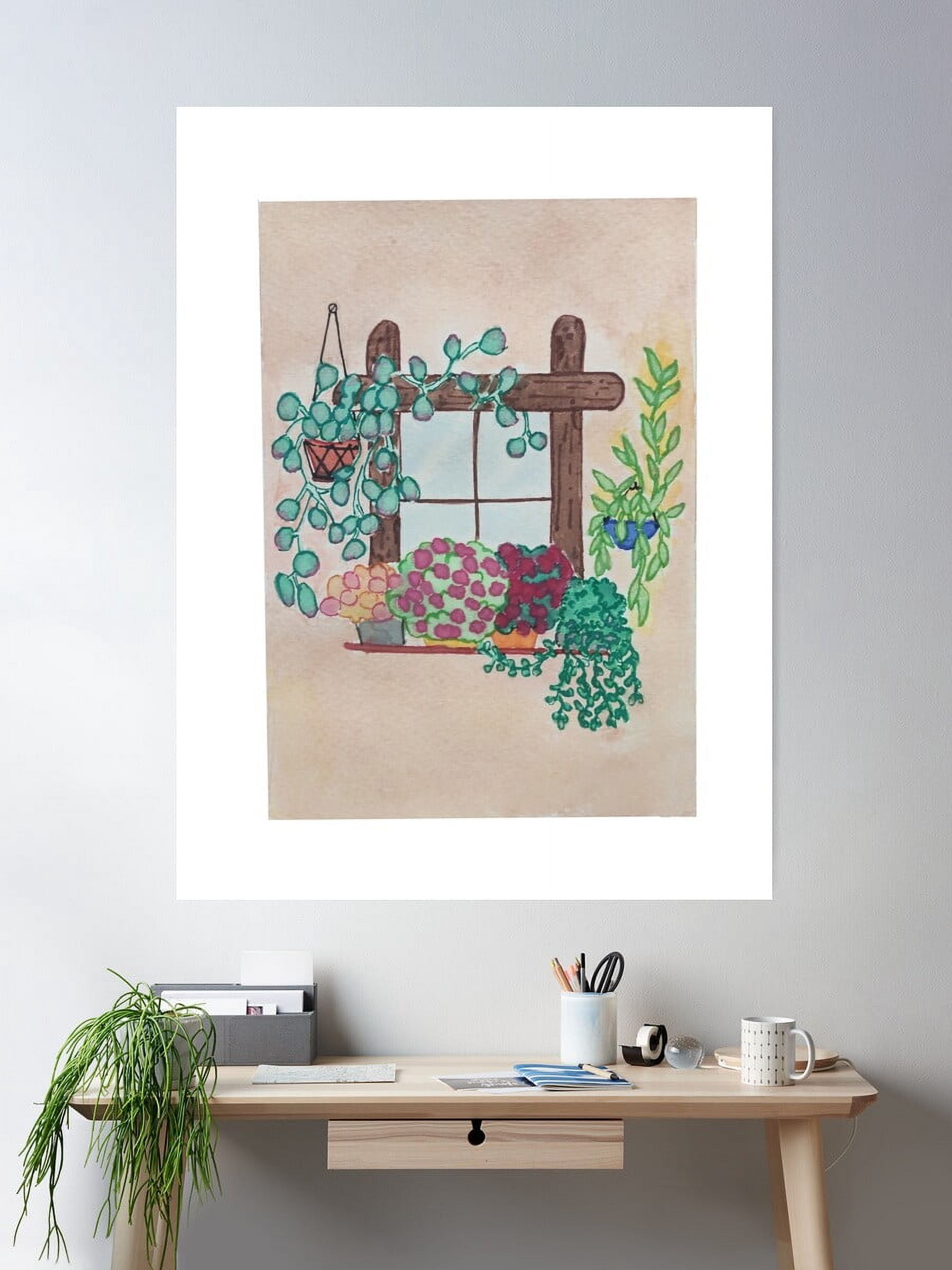 Kna Prints - Messy Window Garden For Home Decor, Living Room, Bedroom ...
