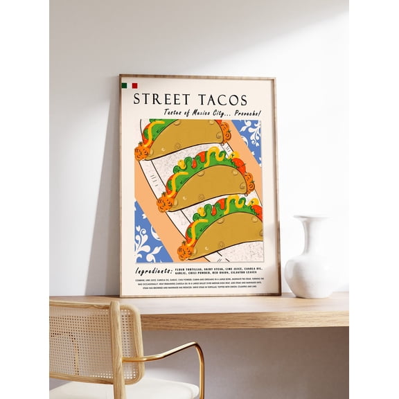 Kna Prints - Mexican Taco Food Poster, Art Poster, Mexican Print, Kitchen Poster, Mexico Food Art, Retro Print, Food Gift, UNFRAMED-8x12