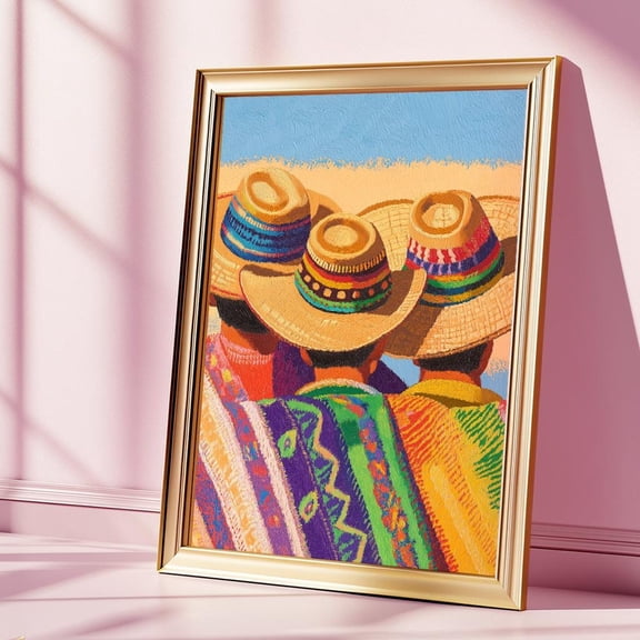 Kna Prints - Mexican Wall Art, Mexican Man Wearing Sombrero Hat Print, Traditional Sombrero , Latina Art Poster, Mexican Decor,, UNFRAMED-8x12