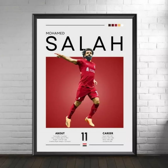 Kna Prints - Mohamed Salah Liverpool Shirt Poster Art Print - Premier League Superstart Poster - Kir 8361, UNFRAMED-24x36