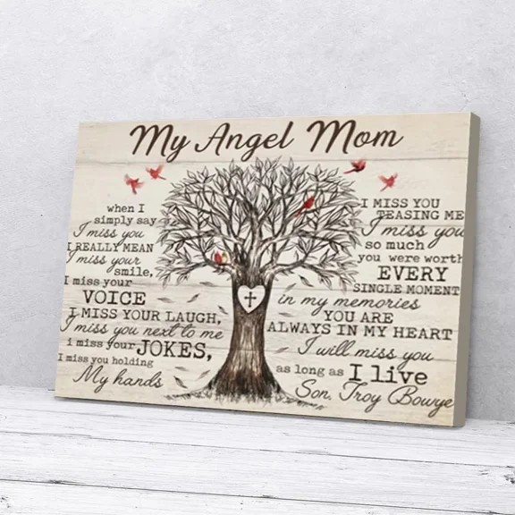 Kna Prints - My Angel Mom Cardinal Matte Unframed Prints For Home Or Office, Perfect Gift For Everyone, UNFRAMED-24x36