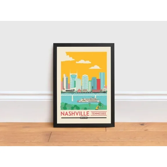 Kna Prints - Nashville Print - Tennessee Poster | Travel Poster For Home Decor, Living Room, Bedroom, Office, UNFRAMED-8x12