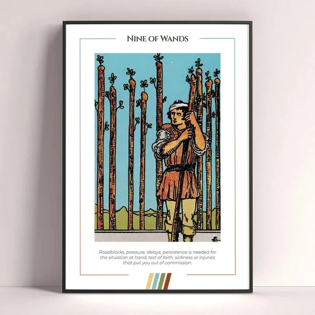 Kna Prints - Nine Of Wands Tarot Card Poster, Tarot Art Print, Tarot
