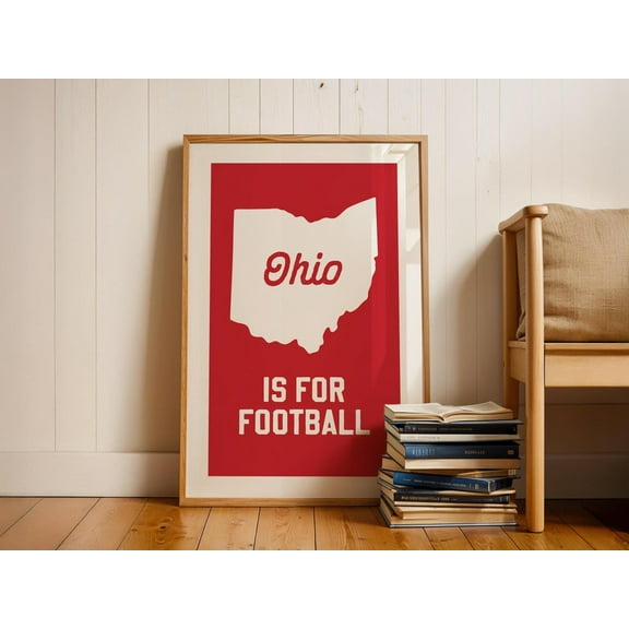 Kna Prints - Ohio Sports Print Retro Football Art Poster Sports Team Wall Decor College Sports Gift For Sports Lover Wall Art Sports Dad Gift, UNFRAMED-12x18