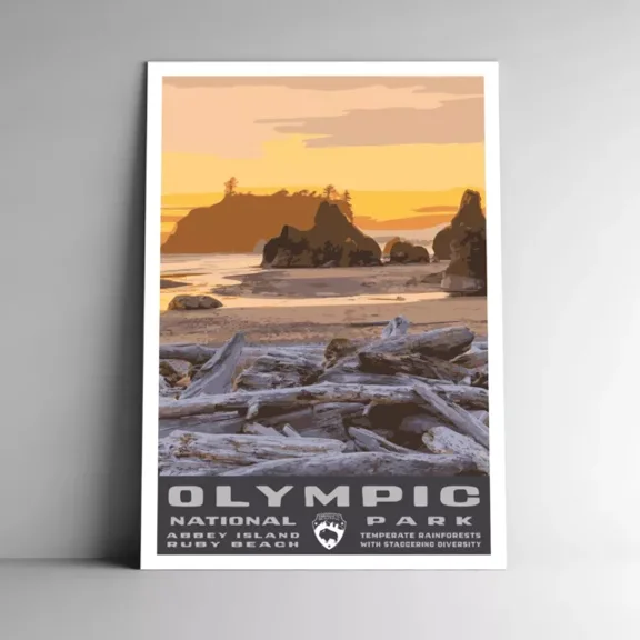 Kna Prints - Olympic National Park Travel Poster Washington Poster - Kir 5968, UNFRAMED-16x24