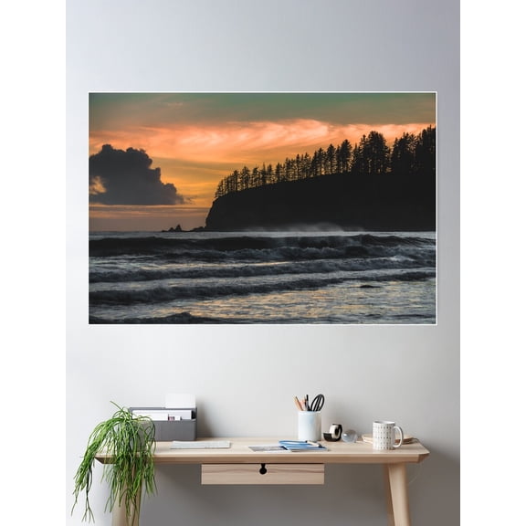 Kna Prints - Pacific Northwest Beach Sunset Poster Wall Art, Modern Wall Decor For Living Room Bedroom, UNFRAMED-12x18
