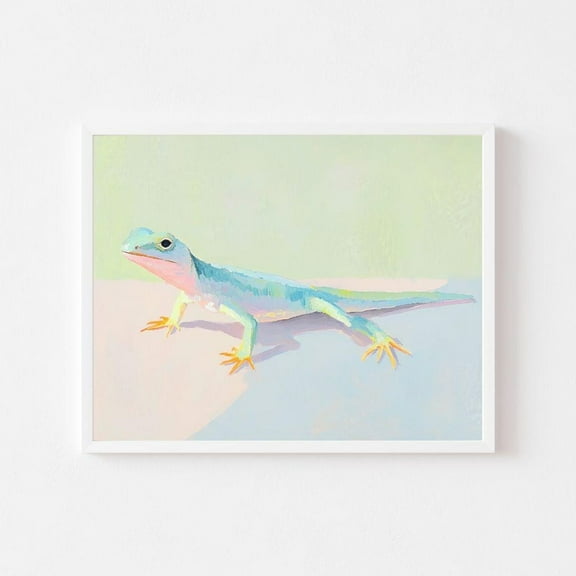 Kna Prints - Pastel Lizard Painting Colorful Reptile Wall Art Print Boy'S Room Animal Green Gecko Watercolor Playroom, UNFRAMED-16x24