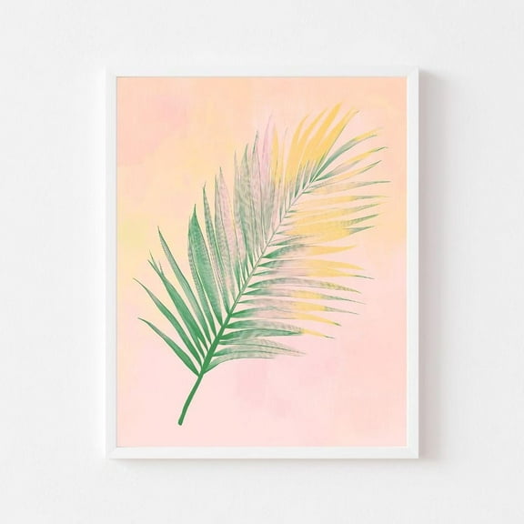 Kna Prints - Pastel Palm Leaf Painting Tropical Botanical Summer Wall Art Print Colorful Beach House Pink Preppy Coastal Wall Art Decor For Home Office UNFRAMED-24x36