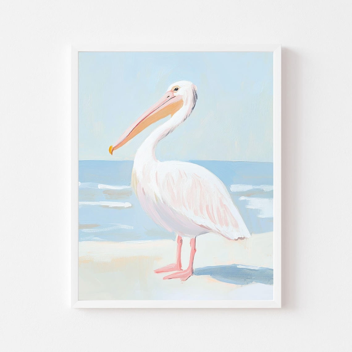 Kna Prints - Pastel Pelican Portrait Painting White Coastal Bird Wall ...