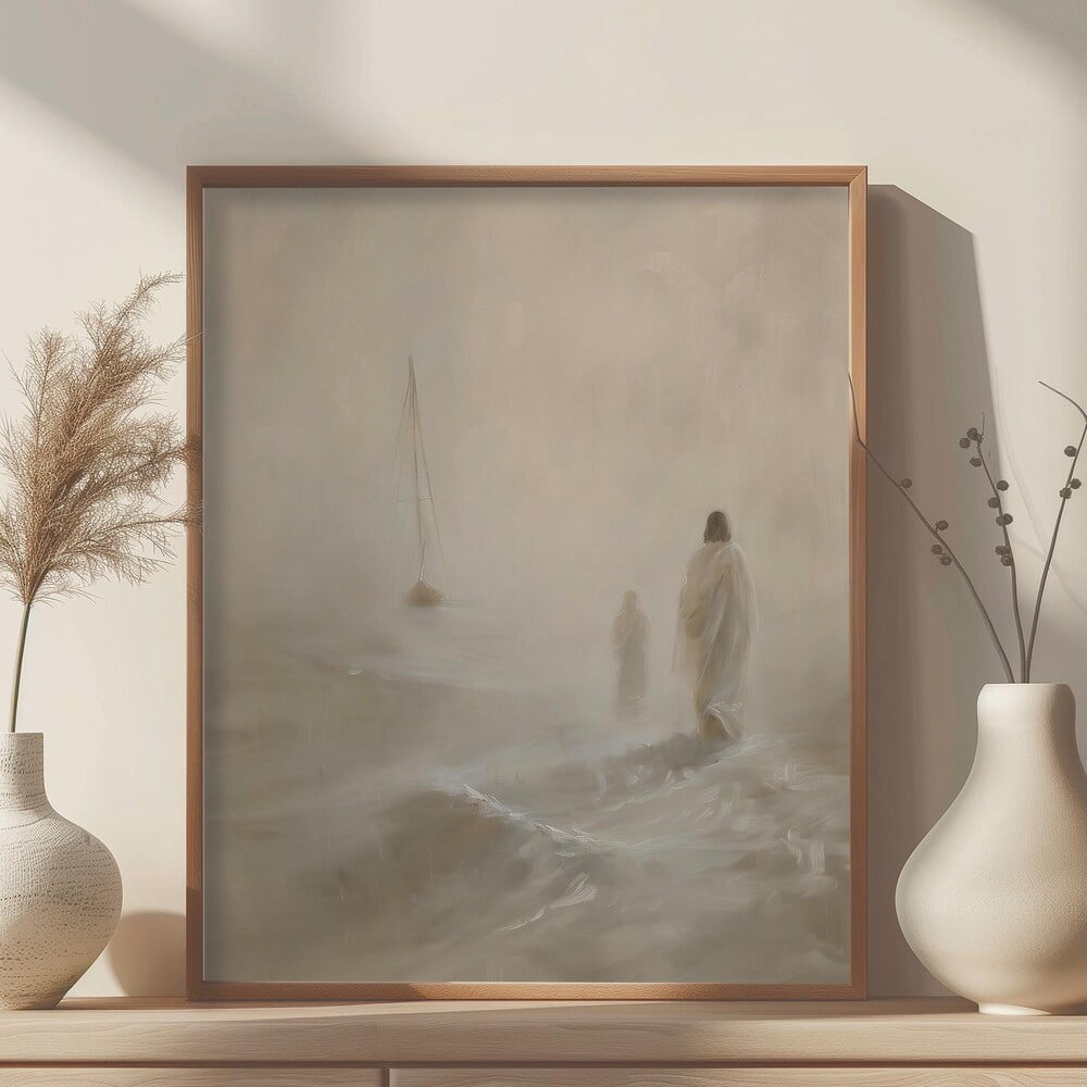 Kna Prints - Peter And Jesus Walk On Water, Jesus Art, Bible Art, Wall ...