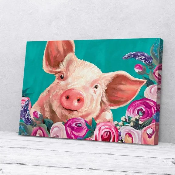 Kna Prints - Pig Flower Matte Unframed Prints For Home Or Office, Perfect Gift For Everyone, UNFRAMED-18x24
