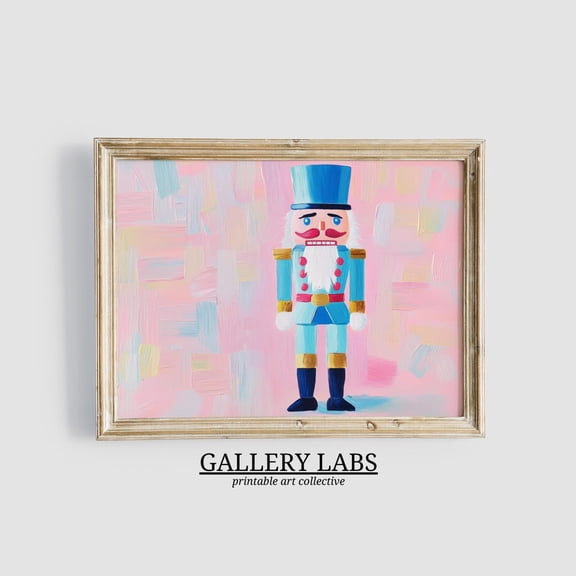Kna Prints - Pink Nutcracker Painting €¢ Xmas Print €¢ Pink Festive Decor €¢ Girly Seasonal Still Life €¢ Cute Print €¢ Digital Wall Art Wall Art Decor For Home Office, UNFRAMED-24x36