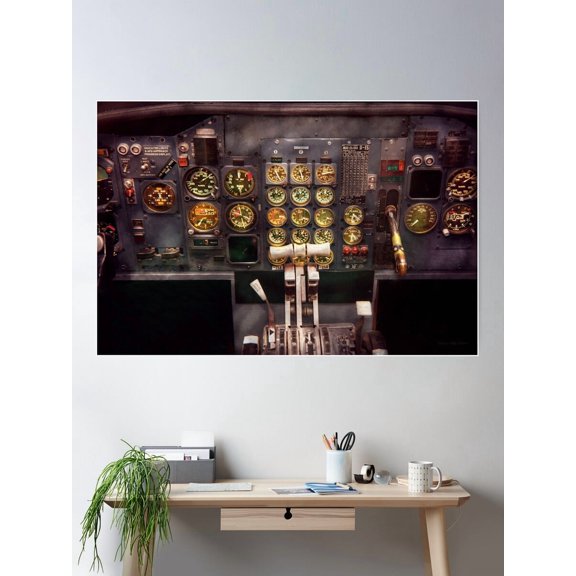 Kna Prints - Plane - Cockpit - Boeing 727 - The Controls Are Set Poster, UNFRAMED-8x12